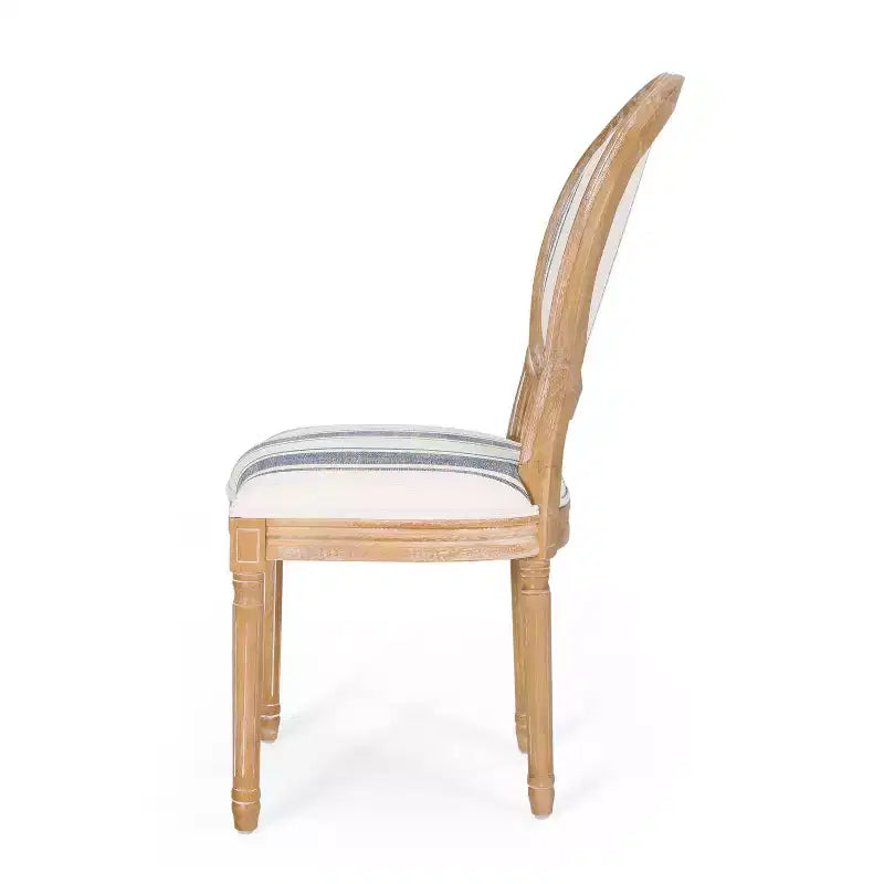 Set di 2 sedie da pranzo imbottite stile Country francese, schienale King Louis, gambe in legno di gomma, capacità 136 kg