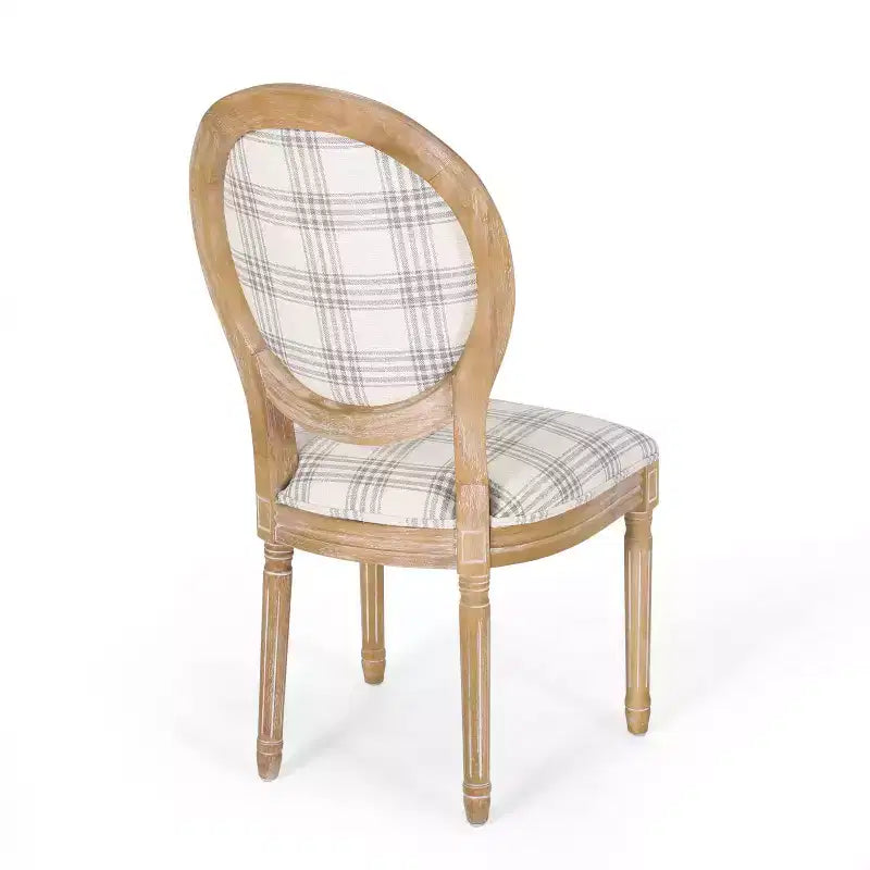 Set di 2 sedie da pranzo imbottite stile Country francese, schienale King Louis, gambe in legno di gomma, capacità 136 kg