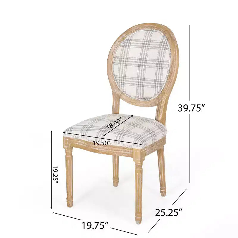 Set di 2 sedie da pranzo imbottite stile Country francese, schienale King Louis, gambe in legno di gomma, capacità 136 kg