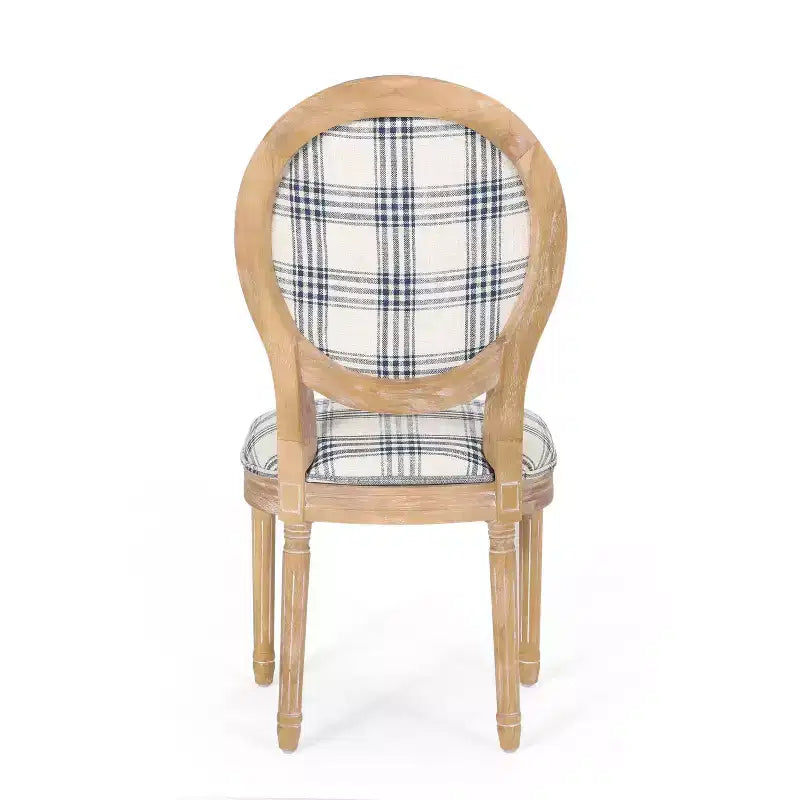 Set di 2 sedie da pranzo imbottite stile Country francese, schienale King Louis, gambe in legno di gomma, capacità 136 kg