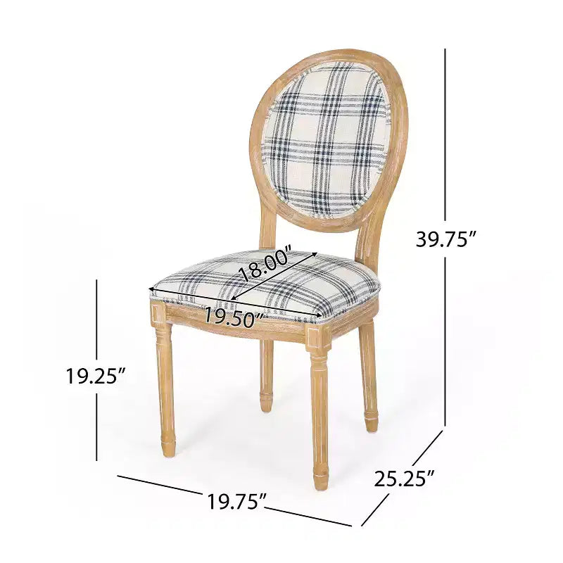 Set di 2 sedie da pranzo imbottite stile Country francese, schienale King Louis, gambe in legno di gomma, capacità 136 kg