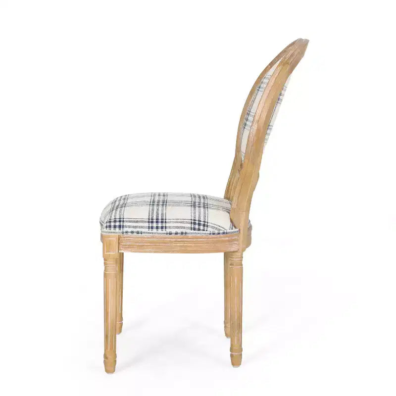 Set di 2 sedie da pranzo imbottite stile Country francese, schienale King Louis, gambe in legno di gomma, capacità 136 kg