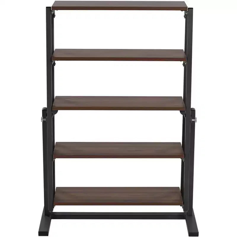 Tavolo da Pranzo Convertibile Scaffale Noce e Grigio, Salvaspazio 2-in-1