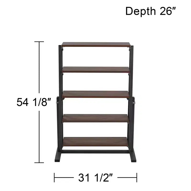 Tavolo da Pranzo Convertibile Scaffale Noce e Grigio, Salvaspazio 2-in-1