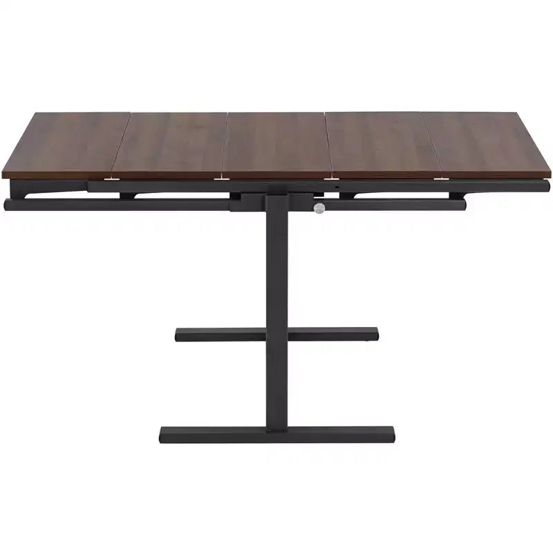 Tavolo da Pranzo Convertibile Scaffale Noce e Grigio, Salvaspazio 2-in-1