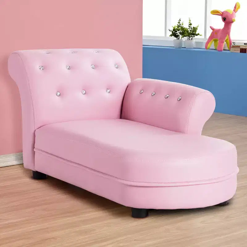 Divanetto/Chaise Lounge Rosa per Bambini con Braccioli, Divano Relax per Camera da Letra e Soggiorno