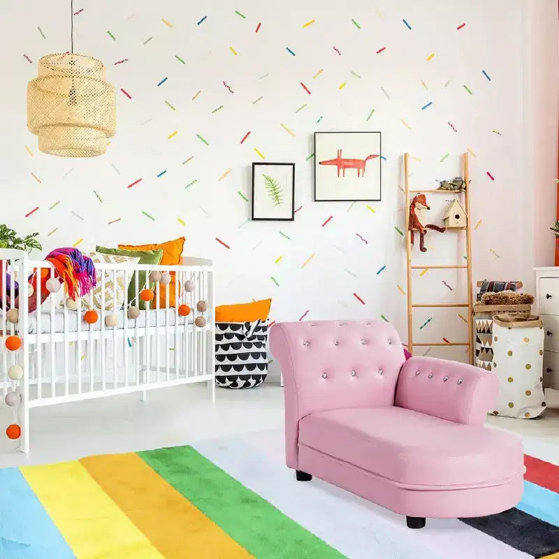 Divanetto/Chaise Lounge Rosa per Bambini con Braccioli, Divano Relax per Camera da Letra e Soggiorno