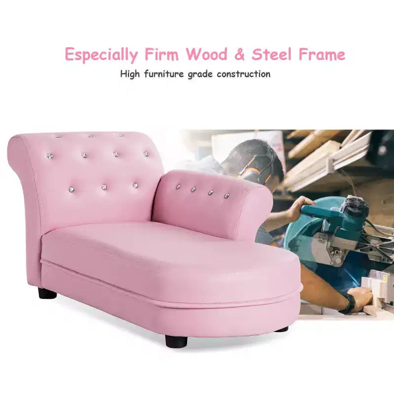Divanetto/Chaise Lounge Rosa per Bambini con Braccioli, Divano Relax per Camera da Letra e Soggiorno