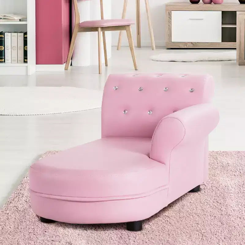Divanetto/Chaise Lounge Rosa per Bambini con Braccioli, Divano Relax per Camera da Letra e Soggiorno