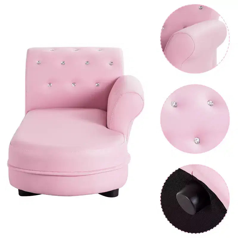 Divanetto/Chaise Lounge Rosa per Bambini con Braccioli, Divano Relax per Camera da Letra e Soggiorno