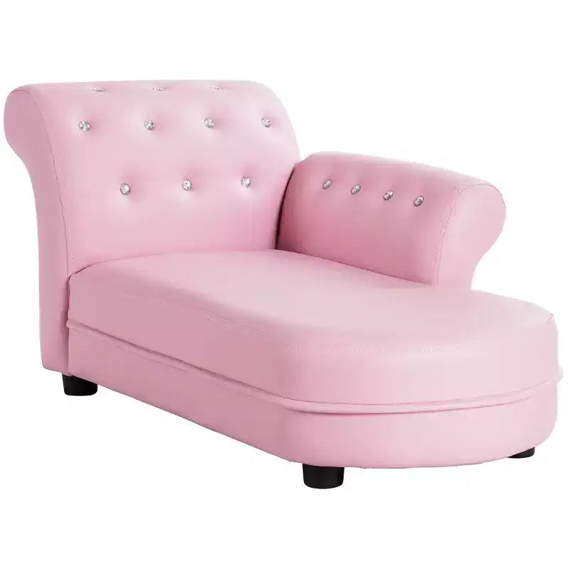 Divanetto/Chaise Lounge Rosa per Bambini con Braccioli, Divano Relax per Camera da Letra e Soggiorno