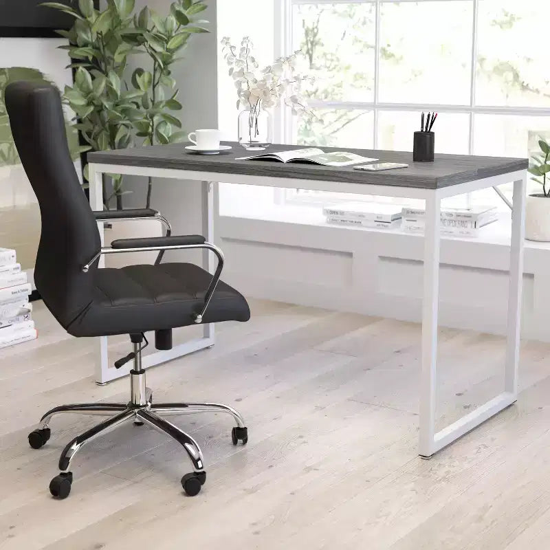 Scrivania per computer da 47" con struttura aperta in metallo, tavolo da scrittura moderno per ufficio in casa