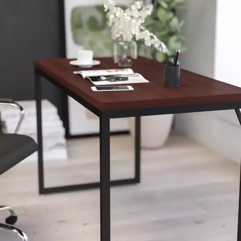 Scrivania per computer da 47" con struttura aperta in metallo, tavolo da scrittura moderno per ufficio in casa