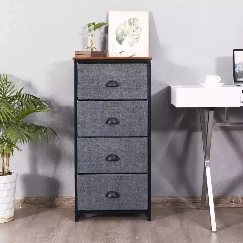 Cassettiera a torre con 4 cassetti, comodino e mobiletto per camera da letto