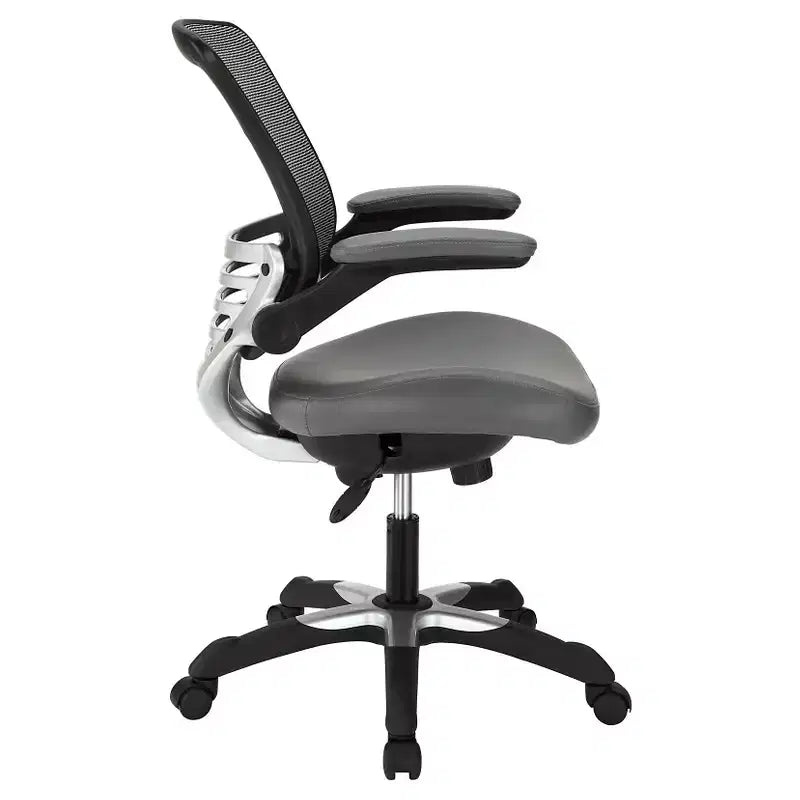 Sedia ergonomica da ufficio con schienale in rete e seduta in similpelle, altezza regolabile per casa e ufficio