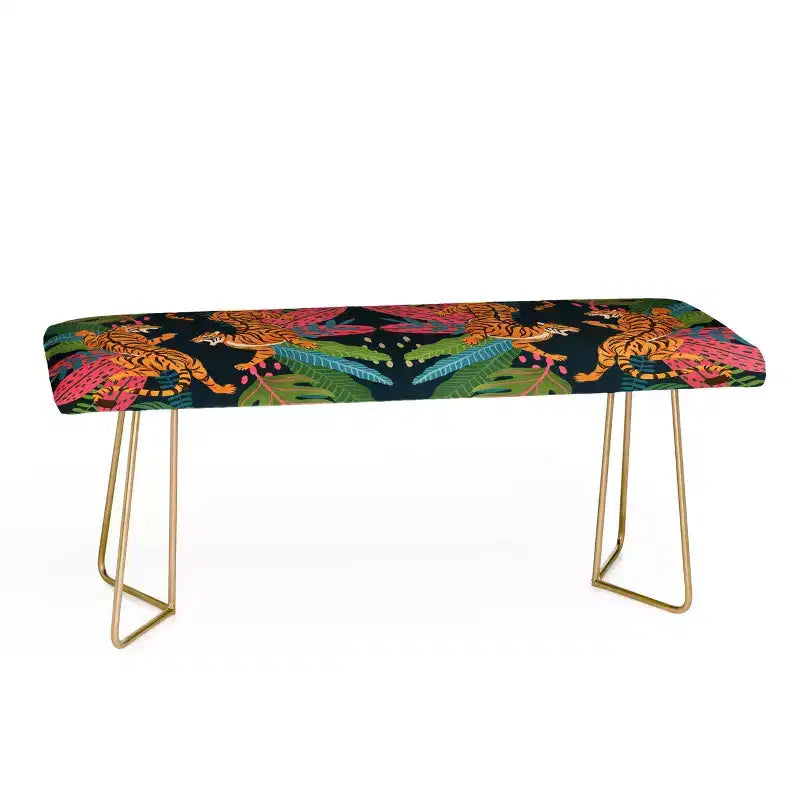 Panca imbottita con stampa Jungle Cats, seduta decorativa d'accento per camera da letto e ingresso