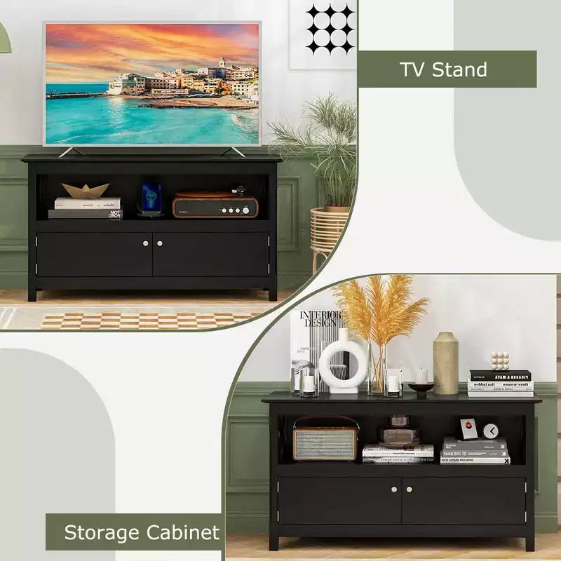 Mobile TV con Stazione di Ricarica, Gambe a X in Pino e Mobile Contenitore, Adatto per TV fino a 50"
