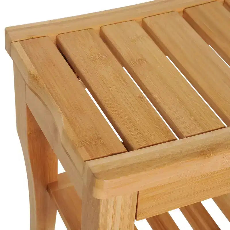 Panca doccia in bambù da 20" con ripiano portaoggetti – Sgabello spa per bagno, camera da letto e uso esterno
