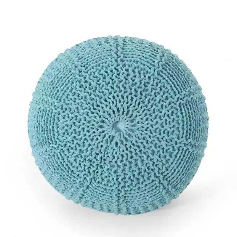 Pouf Ottomano Rotondo in Cotone Lavorato a Maglia, Cuscino da Pavimento Boho per Soggiorno e Camera da Letto