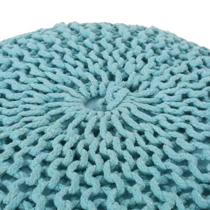 Pouf Ottomano Rotondo in Cotone Lavorato a Maglia, Cuscino da Pavimento Boho per Soggiorno e Camera da Letto