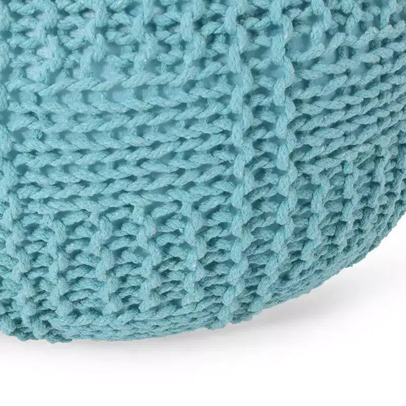 Pouf Ottomano Rotondo in Cotone Lavorato a Maglia, Cuscino da Pavimento Boho per Soggiorno e Camera da Letto