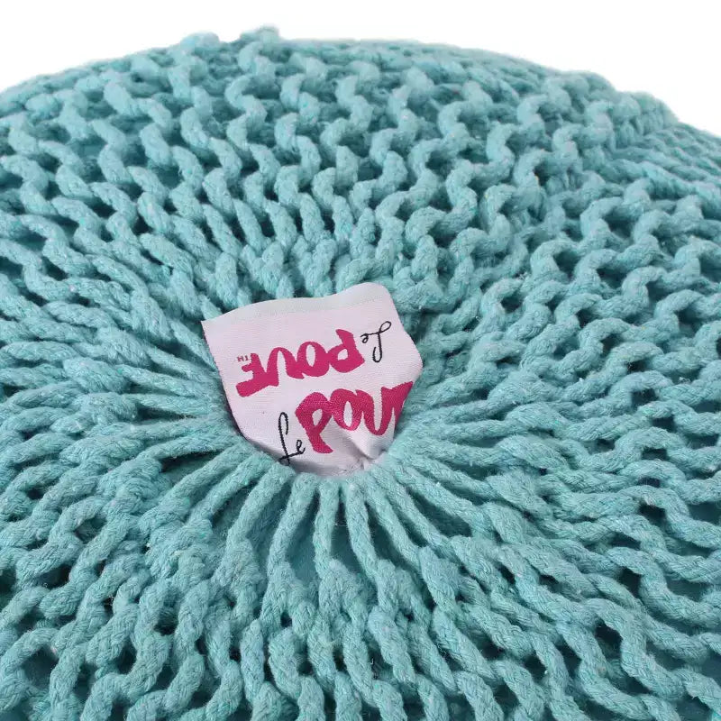 Pouf Ottomano Rotondo in Cotone Lavorato a Maglia, Cuscino da Pavimento Boho per Soggiorno e Camera da Letto