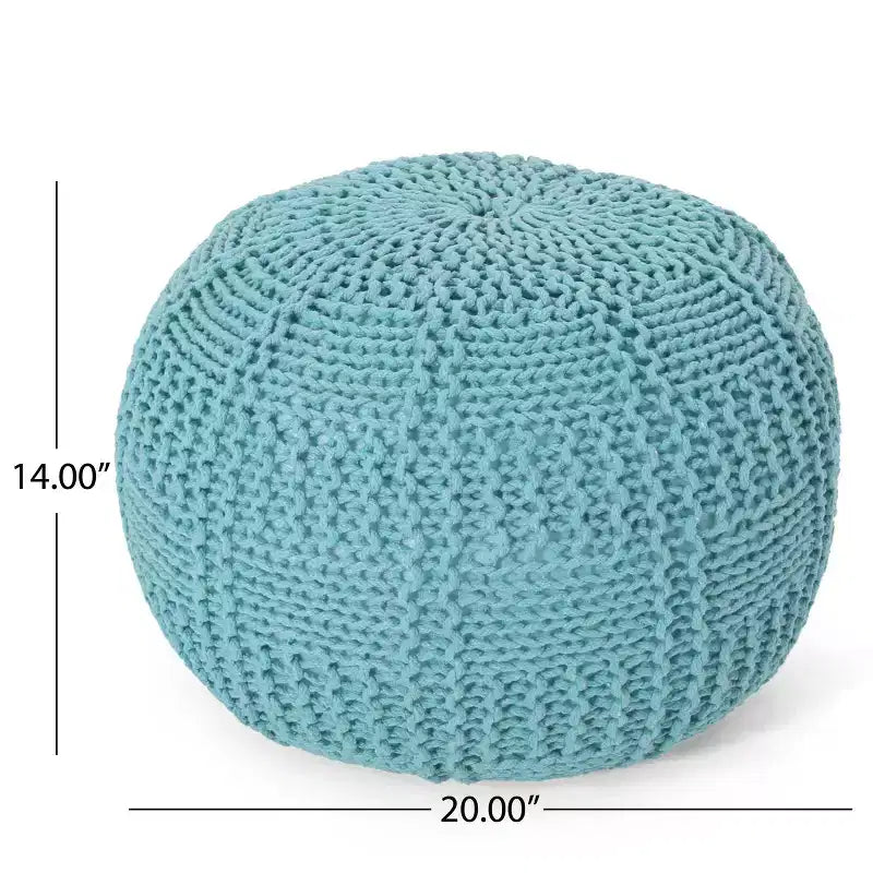 Pouf Ottomano Rotondo in Cotone Lavorato a Maglia, Cuscino da Pavimento Boho per Soggiorno e Camera da Letto